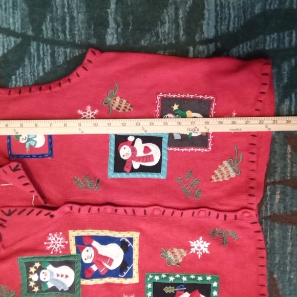 Studio Red Festive Snowman Vest Holiday Christmas Womens Suze Large - Picture 9 of 10
